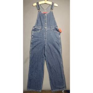 Gloria Vanderbilt VTG Y2K Bib Blue Denim Jeans Overalls Wide Leg Size Medium NEW